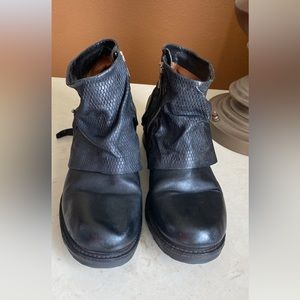 AS 98 Airstep Buckle Zipper Leather Black Boho Boots EUR 40/US 9-9.5